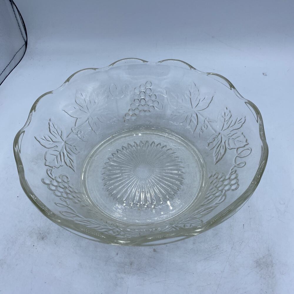 vintage KIG Indonesia Clear embossed fruit serving bowl 8 1/2”